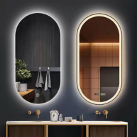 Espejo de Maquillaje Iluminado de Pared Ovalado de Lujo, Espejo de Vanidad LED para Baño, Espejo Inteligente para Salón de Belleza, para Proyectos Hoteleros