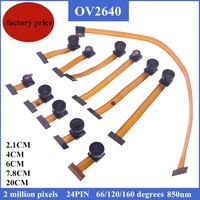Modul Kamera OV2640 2MP DVP 24Pin 0.5mm FPC Lensa 66/120/160 Derajat untuk ESP32-CAM Visi Malam 850nm