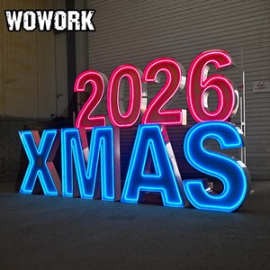 WOWORK Cadre lumineux LED RGB métallique pliable grand format 4ft 5ft avec lettres et chiffres, panneau mural scintillant pour fête - Product Image 3