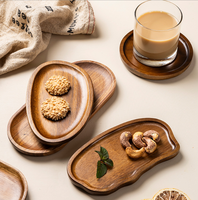 Juego de bandejas de madera con formas variadas, platos para servir con borde elevado para aperitivos de restaurante, venta al por mayor personalizada