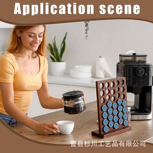 Wood <b>Coffee</b> <b>Pod</b> <b>Storage</b> Rack With Compartmentalized Base For Desktop Use - Product Image 2