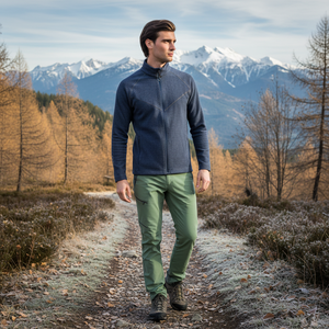 ERNICI Polartec cappotto da uomo Plus Size inverno autunno con cappuccio chiusura a cerniera antivento rivestito in tessuto a maglia ricamo pelliccia - Product Image 3