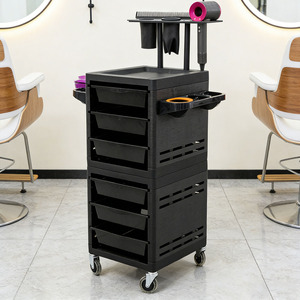 Nouvelle charrette de salon professionnelle en plastique noir moderne à 4 roues avec 6 tiroirs pour usage en salon - Product Image 1