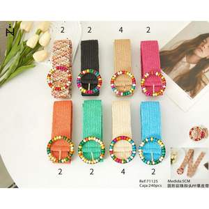 Ceinture en herbe PP à boucle perlée ronde 5 cm, ceinture de mode pour femmes - Product Image 1