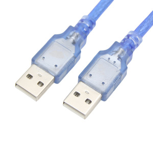 <b>Usb</b> <b>2.0</b> Male To Male Data Cable Transparent Blue Fully Shielded Copper Wire High Speed Connection Cable For Computer - Product Image 1
