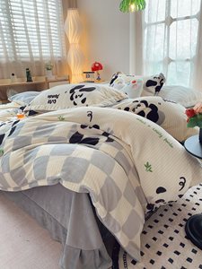 Parure <span class=keywords><strong>de</strong></span> lit imprimée à quatre pièces, motif dessin animé, tailles petite double/queen, 100 % coton, garnissage écologique, emballée dans un <span class=keywords><strong>sac</strong></span> - Product Image 3