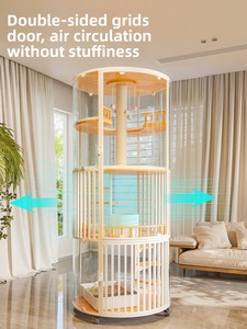 Cage pour chat <span class=keywords><strong>de</strong></span> luxe extra-large Realm Castle Sky panoramique à 360 degrés en acier, 4ème étage, tout-en-un, avec <span class=keywords><strong>lit</strong></span> et espace <span class=keywords><strong>de</strong></span> présentation pour plusieurs chats - Product Image 4