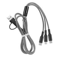 2022 nouvelle conception 5 en 1 Usb C a vers USBC Micro 8pin câble de charge multi avec câble de charge en nylon tressé couleur claire C Type PD