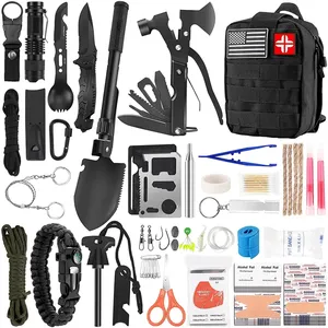 142Pcs Professional Survival Gear and Equipment Emergency Survival Kit and First Aid Kit for Camping Outdoor Adventure