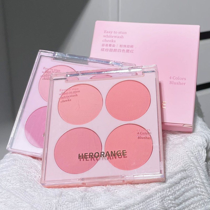 HERORANGE カラフルスイート 4色チークパウダーパレット ナチュラル