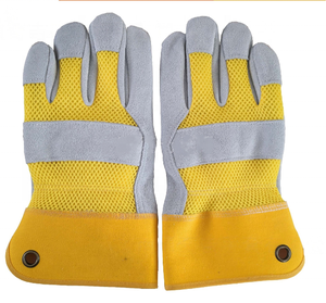 Guantes DE TRABAJO OEM con revestimiento de látex, guantes de seguridad anticalor de Palma reforzada de cuero dividido de vaca, anticorte, anticalor - Product Image 1