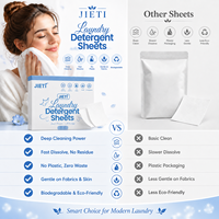Échantillon Gratuit JIETI 30 Feuilles 60 Lavages Feuilles de Lessive OEM ODM Écologiques Vente en Gros Pack Direct Usine UE