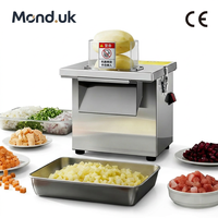 Mond.uk 350W Commerciële Elektrische Groenten- en Fruit Snijmachine Grote invoeropening Automatische aardappel- en fruitblokjes snijmachine Volledig staal Dubbel