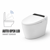WC intelligent monobloc avec buse antibactérienne, lavage des fesses, lavage intime, siège chauffant, chasse d'eau automatique, affichage numérique et télécommande