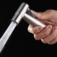 Ensemble de pulvérisateur de bidet mural à main en acier inoxydable chromé avec support en plastique pour robinet de bidet d'eau de salle de bain pour toilettes
