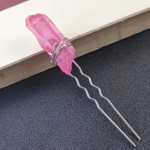 Nueva Horquilla de Cuarzo <span class=keywords><strong>Arua</strong></span> de Cristal Transparente con Acabado Rústico y Elegante, Columna de Cristal, Accesorios para el Cabello con Puntas de Piedras Curativas - Product Image 4