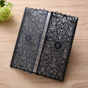 Cartes en <span class=keywords><strong>papier</strong></span> découpées au <span class=keywords><strong>laser</strong></span> avec accessoires en forme de feuille, matériau pailleté, cartes d'invitation de mariage, cartes-cadeaux d'anniversaire - Product Image 5