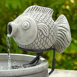 <span class=keywords><strong>Fontaine</strong></span> d'eau <span class=keywords><strong>solaire</strong></span> en résine grise, 1 pièce, effet ciment, figurine de poisson en extérieur, décoration pour étang, patio et <span class=keywords><strong>balcon</strong></span> - Product Image 4