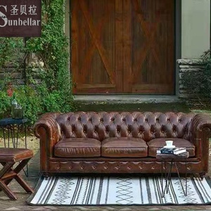 Divano in pelle chesterfield di lusso su misura 3 posti antichi in vera pelle in vera pelle arredo soggiorno divano letto - Product Image 2