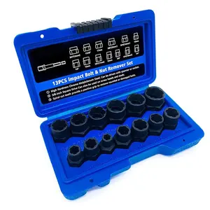 Remove damaged frozen rusted bolt nut impact bolt nut remover 13pcs extraction socket set broken damaged bolt nut extractor set