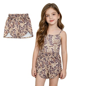 RTS Girls Children's Casual Hunting Camouflage Plaid Print Quick Dry Spandex/<b>Polyester</b> Athletic Yoga <b>Shorts</b> - Product Image 1