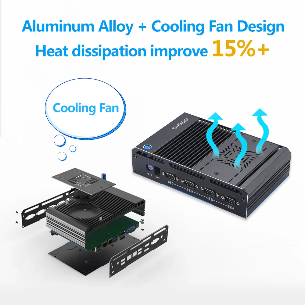 Doppelcore DDR4 i3 i5 i7 1115G4 1145G7 mit 4 COM RS232 RS485 Dual Nic Win11 Industrieller lüfterloser Mini-PC für industrielle Automation