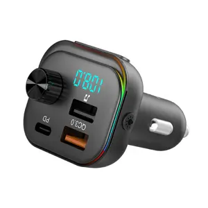 AGETUNR T92 Bluetooth Car Kit Handsfree FM Transmitter RGB Light MP3 Player 30W PD 18W QC3.0 fast charge activate voice control