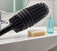 Brosse à tasse à eau en silicone à long manche brosse de nettoyage de bouteille de lait pour théières tasses à eau sans lacunes pour un lavage pratique