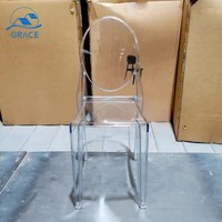 Chaises de banquet durables et luxueuses, dossier rond, transparentes, en plastique PP, imperméables, pour hôtel, extérieur, intérieur