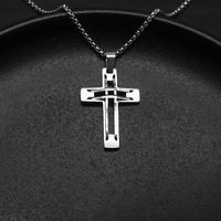 Liontin Salib Yesus Kristus Berongga Anti Karat Lapis Emas 18k Bahan Stainless Steel Perhiasan Fashion Berkualitas Tinggi Kalung