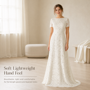 Tela de Encaje de Algodón Bordada con Patrón Floral Calado, Transpirable, Ecológica y Suave <span class=keywords><strong>para</strong></span> Vestido de Novia - Product Image 6