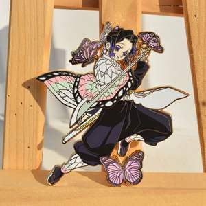 Figura <span class=keywords><strong>de</strong></span> Anime Estilo Japonés, Demon Slayer, Artesanía en Metal, Mitsuri Kanroji, Tanjirou Kamado, Pins Metálicos, Regalo <span class=keywords><strong>de</strong></span> Moda - Product Image 4