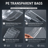 Sacs d'emballage transparents en plastique personnalisés avec logo, poignée découpée et fermeture éclair pour vêtements, vente en gros, pochettes pour T-shirts et articles vestimentaires