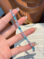 Bracelet tennis élégant ovale en diamants de couleur fantaisie cultivés en laboratoire, plaqué or blanc 18 carats, avec diamants alternés, bijoux fins