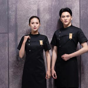 ชุดยูนิฟอร์มร้านอาหารสีดำขาวแฟชั่น เสื้อเชฟแขนสั้น - Product Image 3