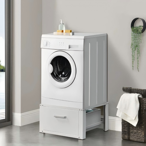 Rehausseur de meuble en acier <span class=keywords><strong>avec</strong></span> <span class=keywords><strong>tiroir</strong></span> et supports latéraux renforcés, base <span class=keywords><strong>à</strong></span> commande manuelle <span class=keywords><strong>pour</strong></span> <span class=keywords><strong>machine</strong></span> <span class=keywords><strong>à</strong></span> <span class=keywords><strong>laver</strong></span> et sèche-linge - Product Image 6