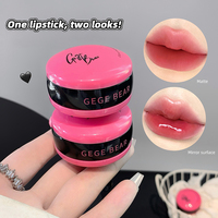 GEGE BEAR Porte-clés Fleur Mignonne Gel à Lèvres Double Effet Hydratant Portable avec Pinceau à Lèvres en Silicone et Miroir pour la Beauté Quotidienne