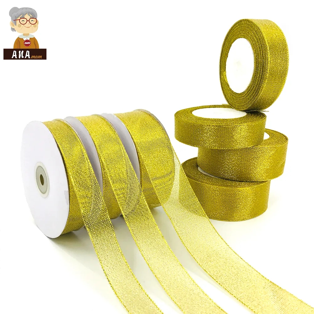 Băng Kim Loại Lấp Lánh Bằng Vàng Và Bạc Có Bề Rộng 15Mm 25Mm 75Mm Dành Cho Bao Bì Quà Tặng Bán Chạy