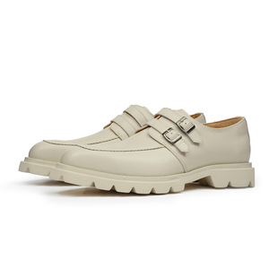 High-quality leather sport and casual men's shoes with laces hand-printed design custom-made walking shoes - Product Image 4