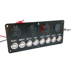 Voltmètre de charge de panneau d'interrupteur de voiture 6 gangs personnalisé lumière rouge ou bleue pré-câblé en surface pour remorque rv pièces <span class=keywords><strong>ambulance</strong></span> - Product Image 3