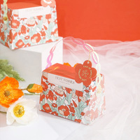 Boîte de bonbons de mariage de style ins personnalisé forme de sac à main imprimé de fleurs emballage en papier écologique avec poignée vente en gros