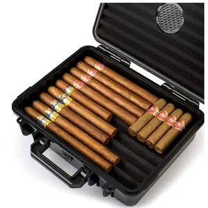 Lüks Cigar puro plastik neme seyahat plastik puro kutusu tütün kutusu ile özelleştirilmiş renk metal ambalaj kutusu araçları