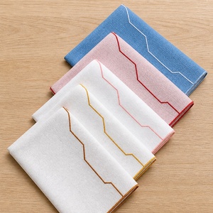 Classic Cotton Table Napkins Red <b>Stitched</b> Edge Plain Dyed Rectangle Home <b>Decoration</b> Handmade Machine Washable - Product Image 3