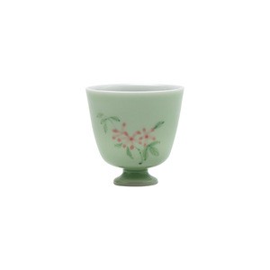 Hand Painted Apricot Blossom Ceramic <b>Teacup</b> Secret Green Stem Tasting Cup For Kung Fu Tea Set Household Master Cup - Product Image 5