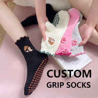 Chaussettes de yoga antidérapantes personnalisées de bonne qualité avec logo brodé pour femmes – Chaussettes de Pilates confortables à volants, vente chaude