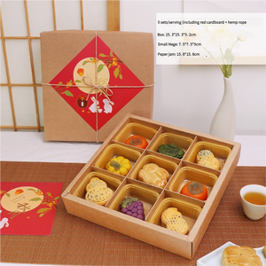 Изготовленная на заказ коробка для закусок из крафт-бумаги 9 отсеков Коробка для десерта печенье пончик подарочная коробка - Product Image 5