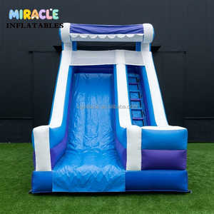 Castillo Inflable Comercial Azul y Blanco con Tobogán y Escalera de Escalada para <span class=keywords><strong>Alquiler</strong></span> en Eventos al Aire Libre - Product Image 3