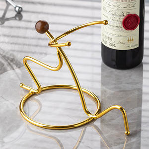 Soporte creativo de hierro para exhibir botellas de vino, estilo simple, decorativo para sala de estar, diseño invertido. - Product Image 4