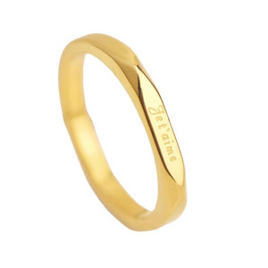 Anillo Dainty de Acero Inoxidable con Baño de Oro de 18k a Buen Precio, Anillo de <span class=keywords><strong>Amor</strong></span> Francés, Te Amo, Je T'aime, para Enamorados - Product Image 4