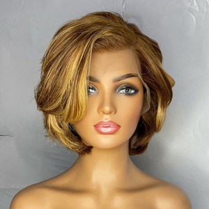 Parrucca P4/27 100% Capelli Umani, Parrucca Corta con Frontale in Pizzo Svizzero Senza Colla per Donne, Onda Naturale 12V 4-pin 30A 1 Pezzo - Product Image 4